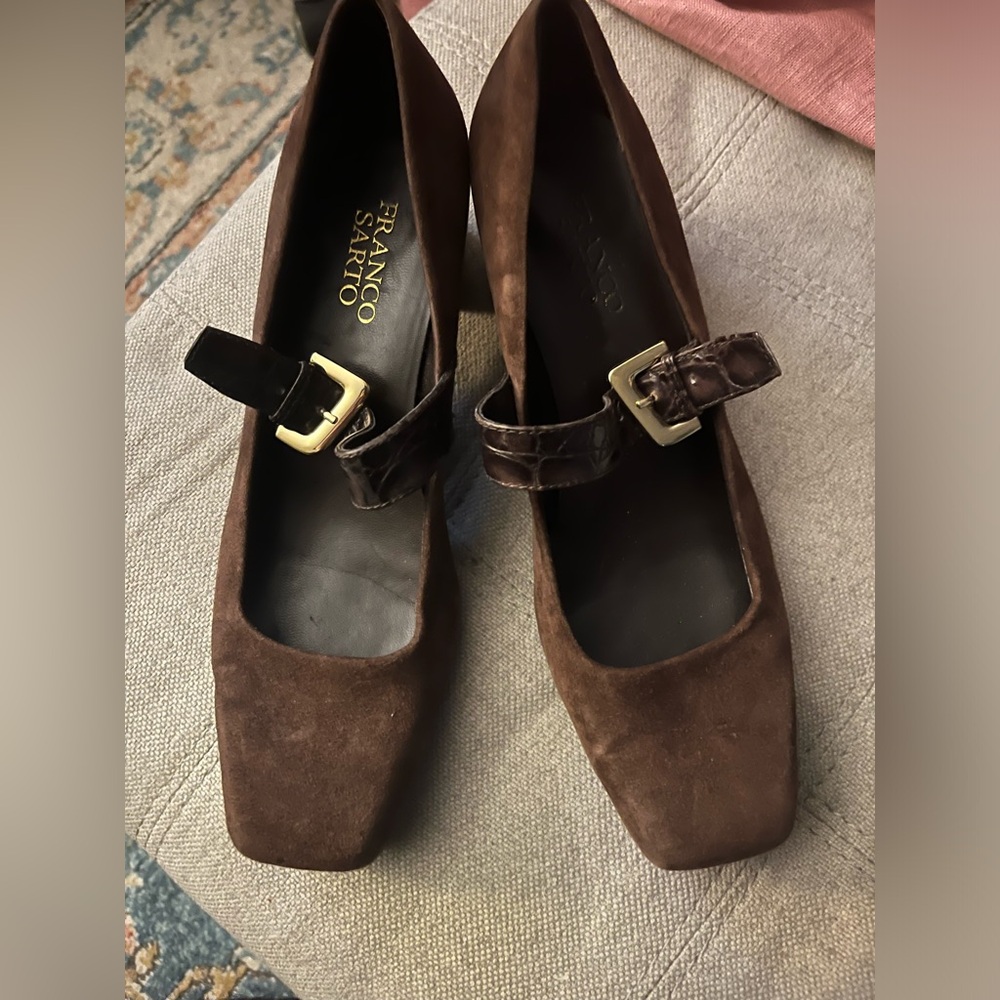 Franco Sarto brown suede Mary Janes sz 7